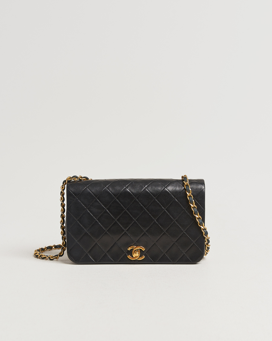 Herren | Chanel Pre-Owned Matelassé Single Full Flap Bag Black | Chanel Pre-Owned | Matelassé Single Full Flap Bag Black