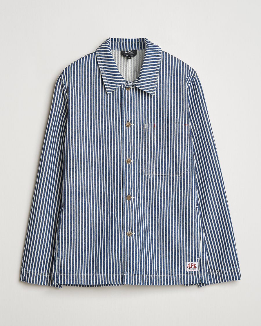 Herren | Hemden | A.P.C. | Raphael Hickory Striped Overshirt Blue/White