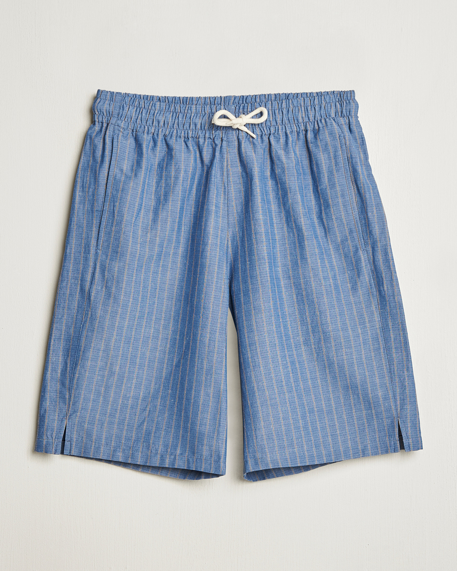 Herren | Shorts | A.P.C. | Paul Cotton/Linen Striped Drawstring Shorts Blue