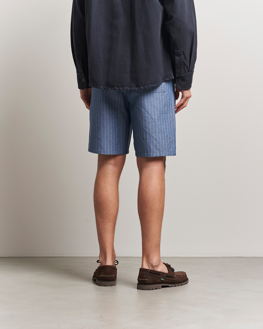 Herren | Shorts | A.P.C. | Paul Cotton/Linen Striped Drawstring Shorts Blue