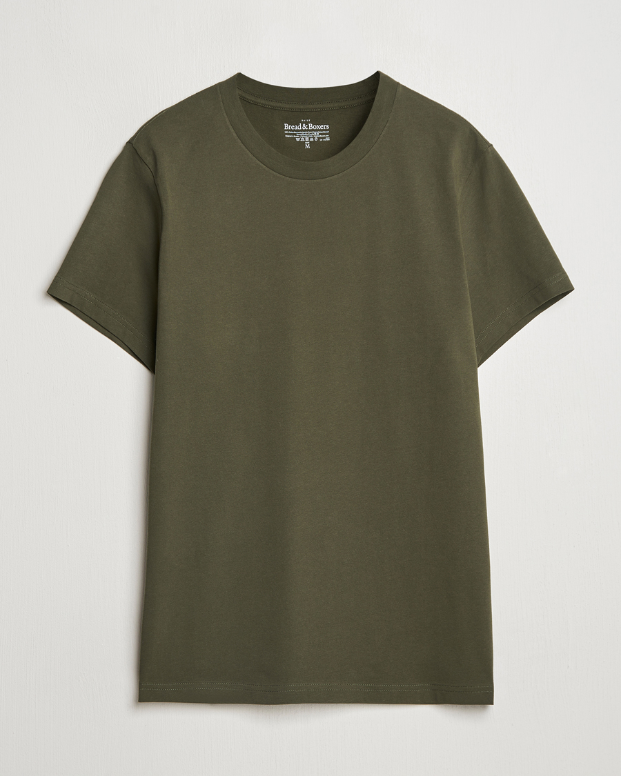 Herren | T-Shirts | Bread & Boxers | Crew Neck Regular T-Shirt Dark Army Green