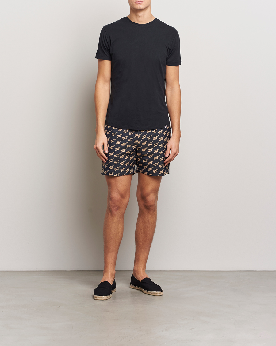 Herren | Badehosen | Orlebar Brown | Bulldog Jaquard 007 Monogram Swimshorts Black