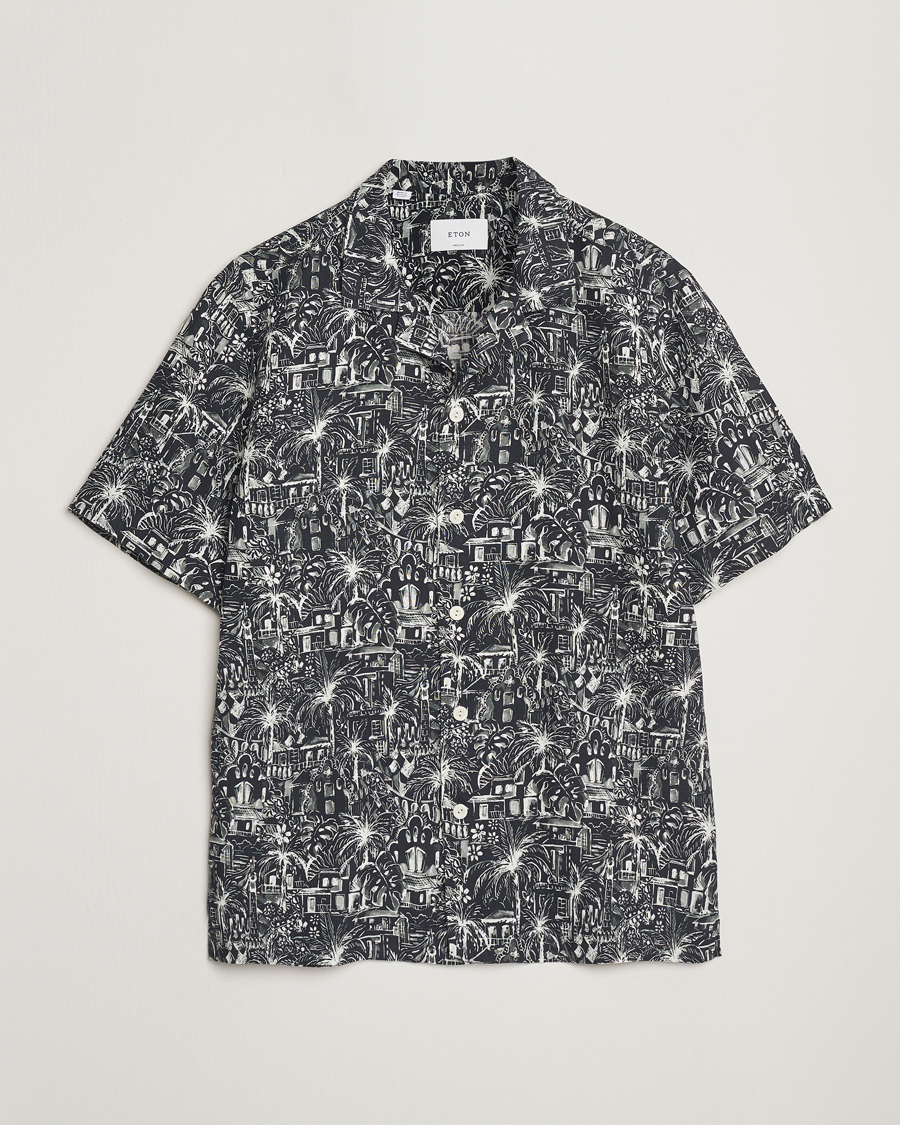 Herren | Hemden | Eton | Resort Printed Short Sleeve Shirt Black