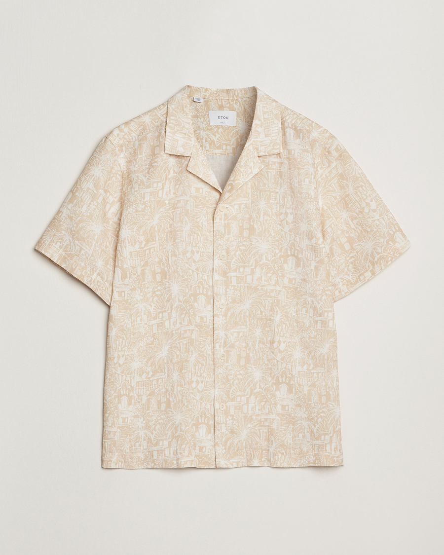 Herren | Hemden | Eton | Resort Printed Short Sleeve Shirt Beige
