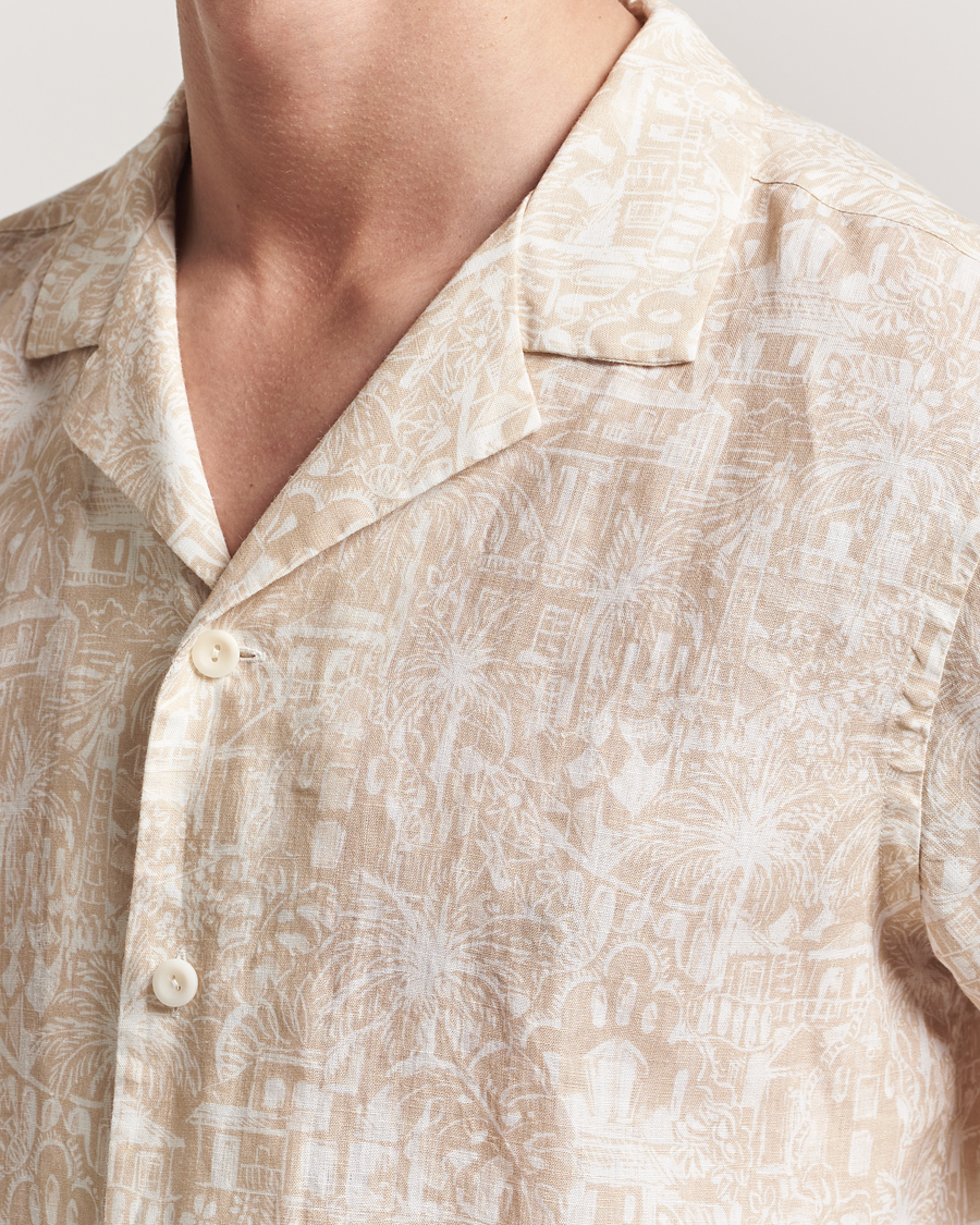 Herren | Hemden | Eton | Resort Printed Short Sleeve Shirt Beige