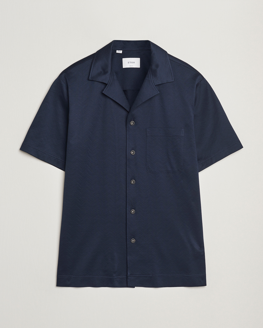 Herren | Hemden | Eton | Filo Di Scozia Short Sleeve Shirt Navy Blue