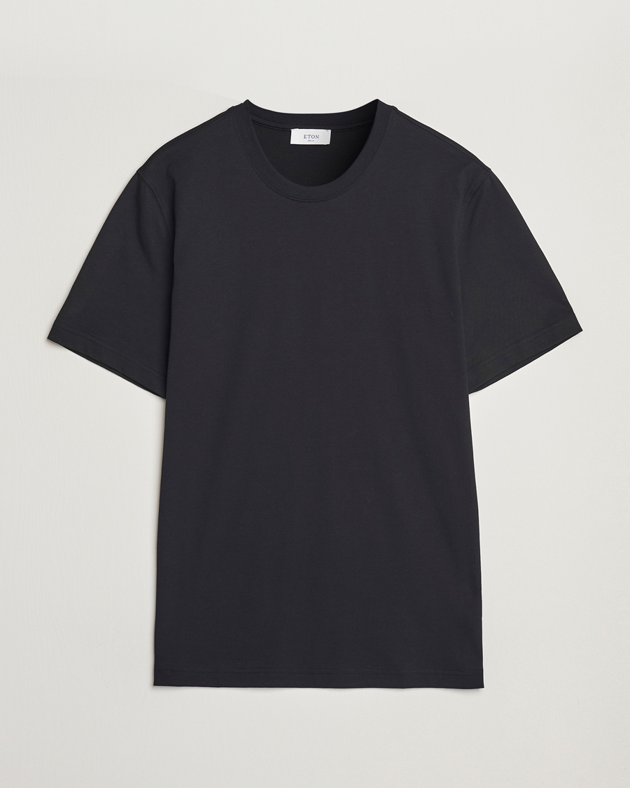 Herren | T-Shirts | Eton | Mercerized Jersey Crew Neck T-Shirt Black