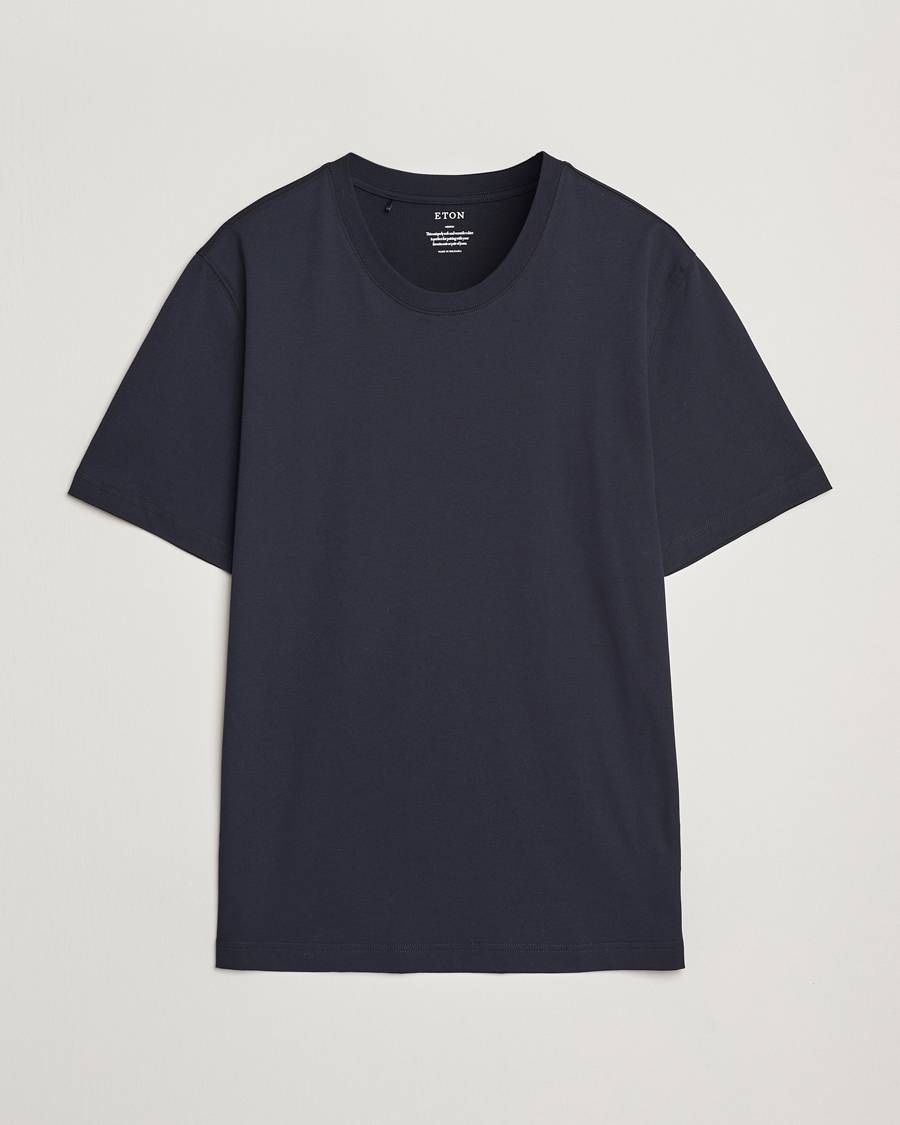 Herren | T-Shirts | Eton | Supima Cotton Crew Neck T-Shirt Navy Blue