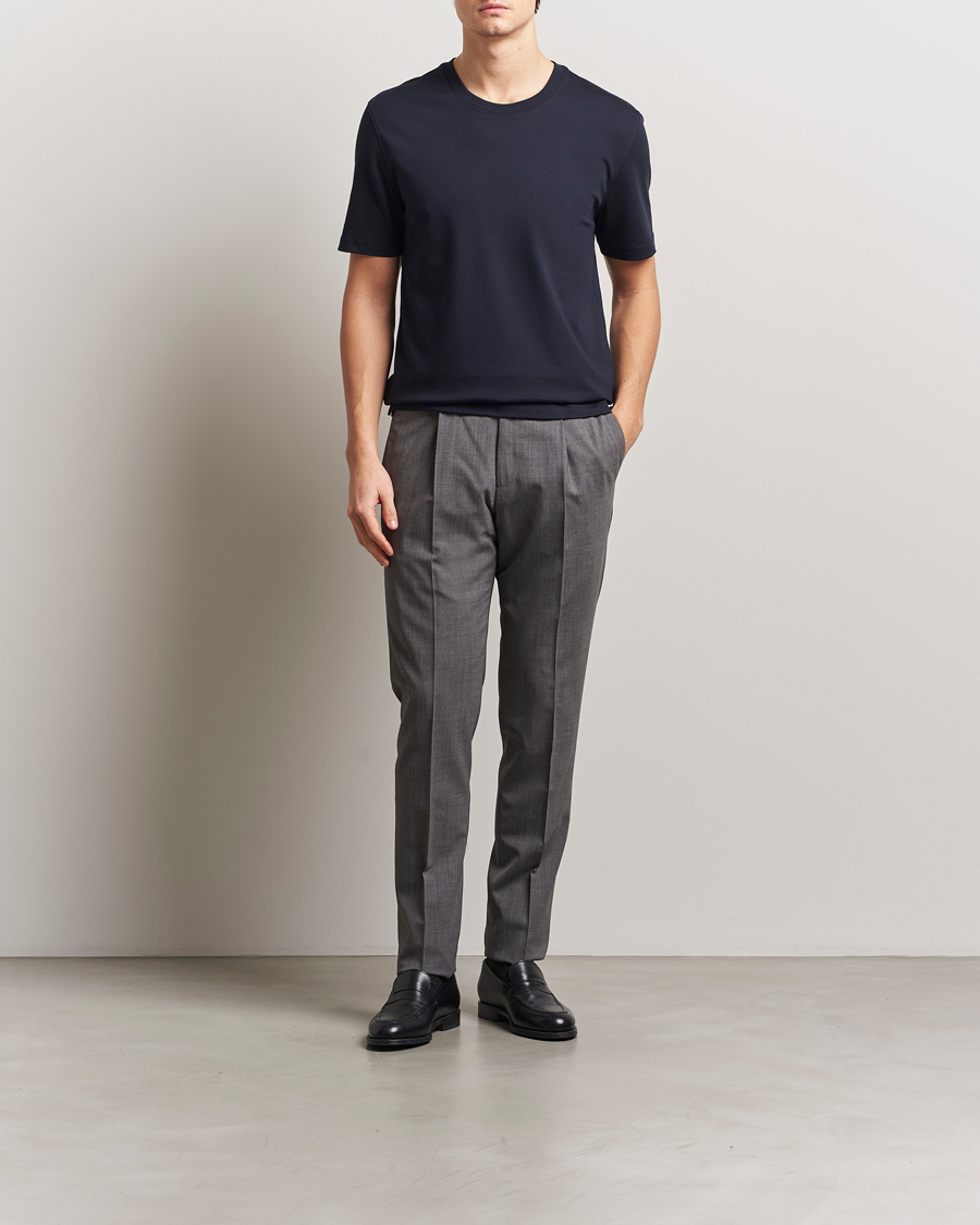 Herren | T-Shirts | Eton | Mercerized Jersey Crew Neck T-Shirt Navy Blue