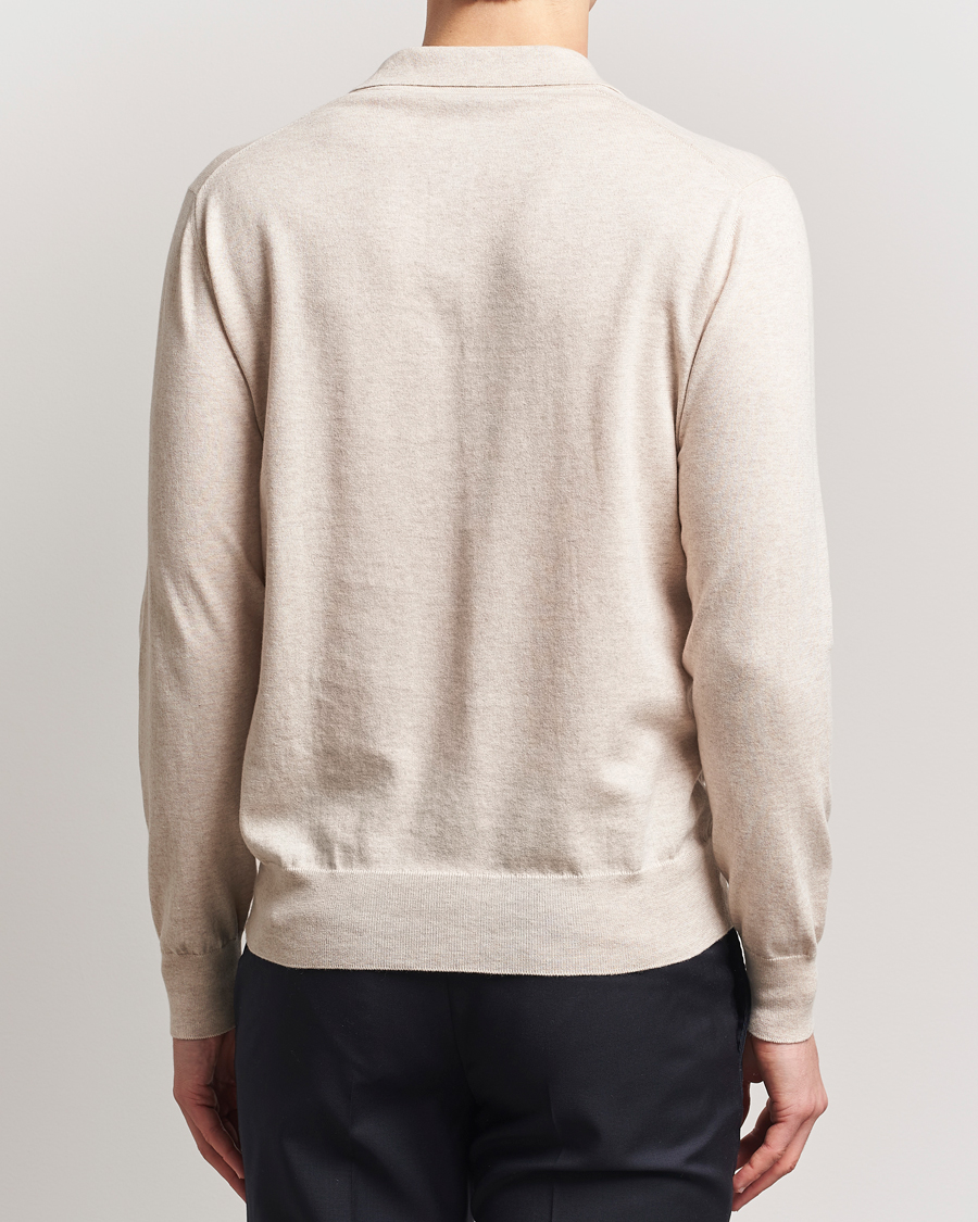 Herren | Pullover | Eton | Cotton/Cashmere Fine Knitted Polo Beige