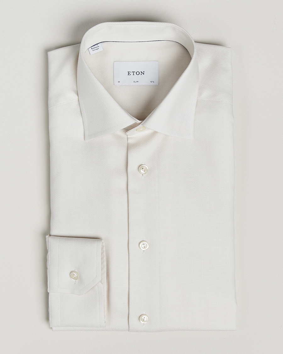 Herren | Hemden | Eton | Slim Fit Fine Twill Shirt Off White Melange