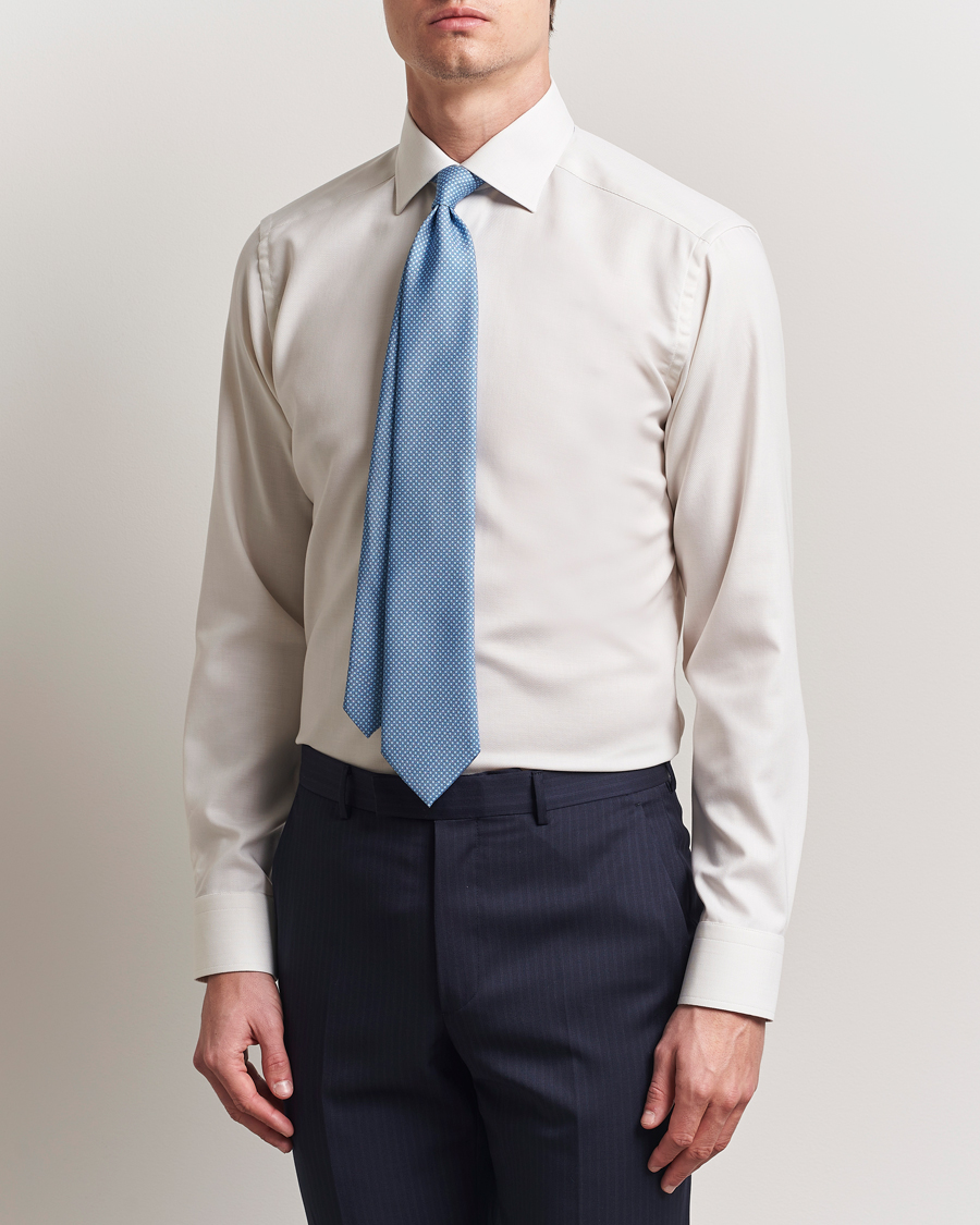 Herren | Hemden | Eton | Slim Fit Fine Twill Shirt Off White Melange