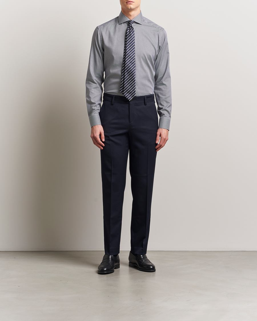 Herren | Hemden | Eton | Slim Fit Checked Signature Shirt Dark Blue/White
