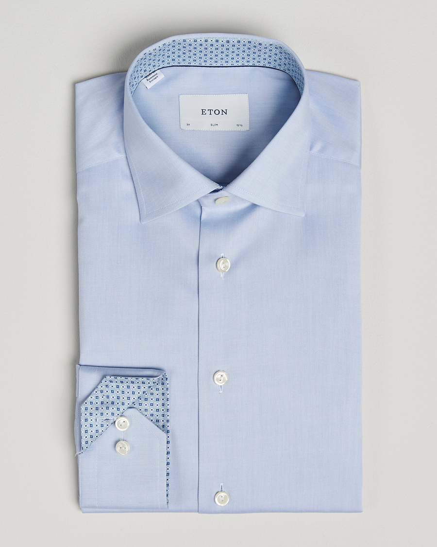 Herren | Hemden | Eton | Slim Fit Signature Twill Contrast Shirt Light Blue