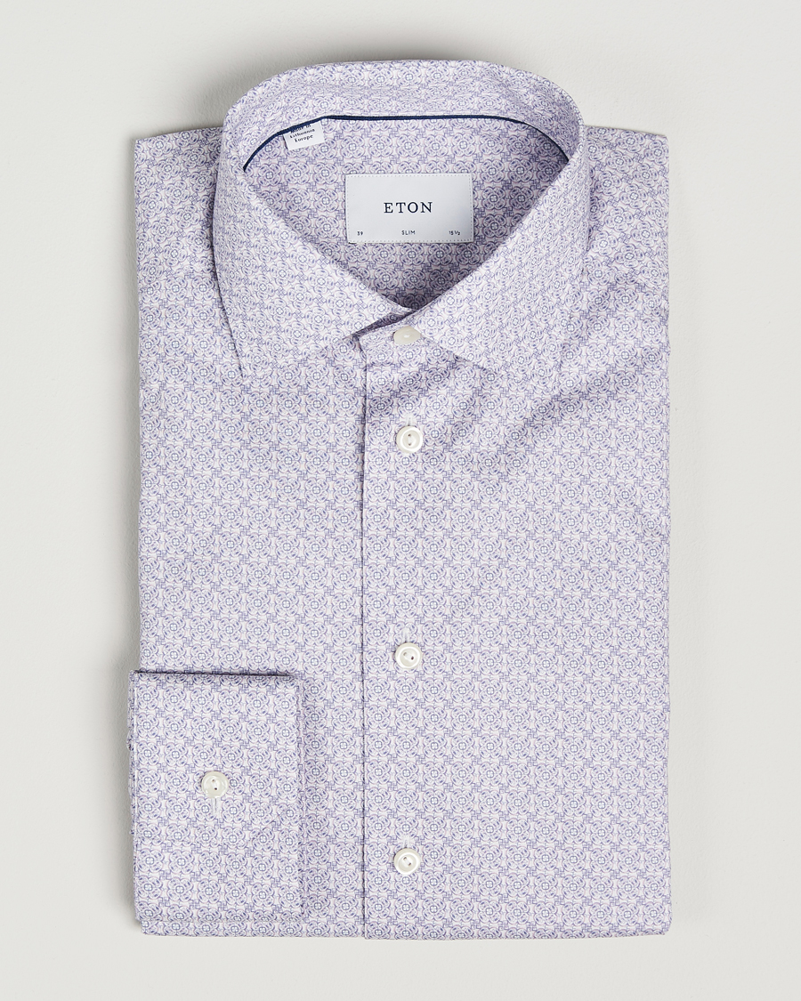 Herren | Hemden | Eton | Slim Fit Signature Twill Printed Shirt Pink