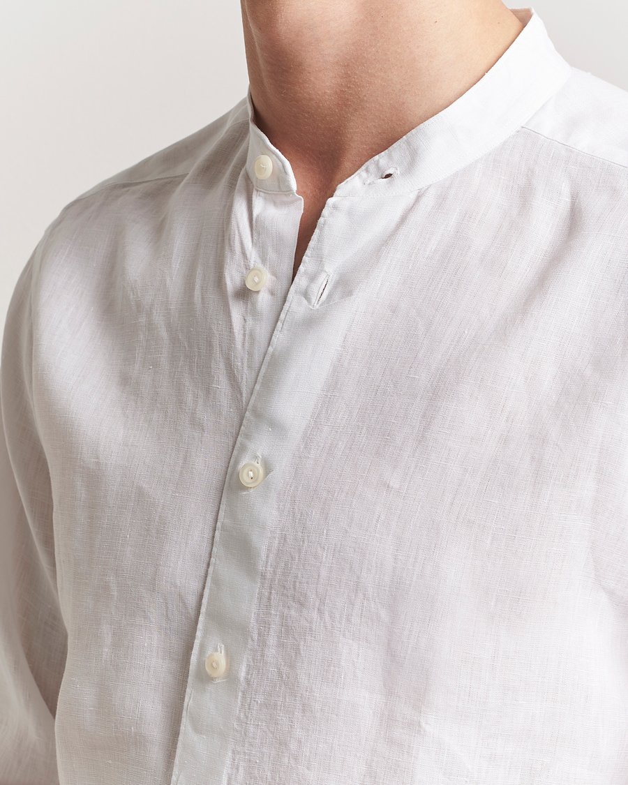 Herren | Hemden | Eton | Slim Fit Linen Band Collar Shirt White