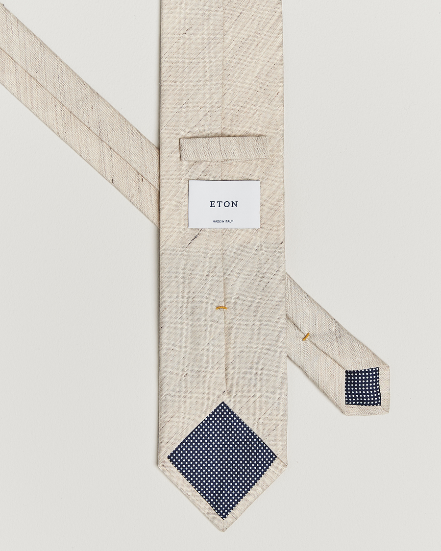 Herren | Eton Silk/Linen Tie Beige | Eton | Silk/Linen Tie Beige