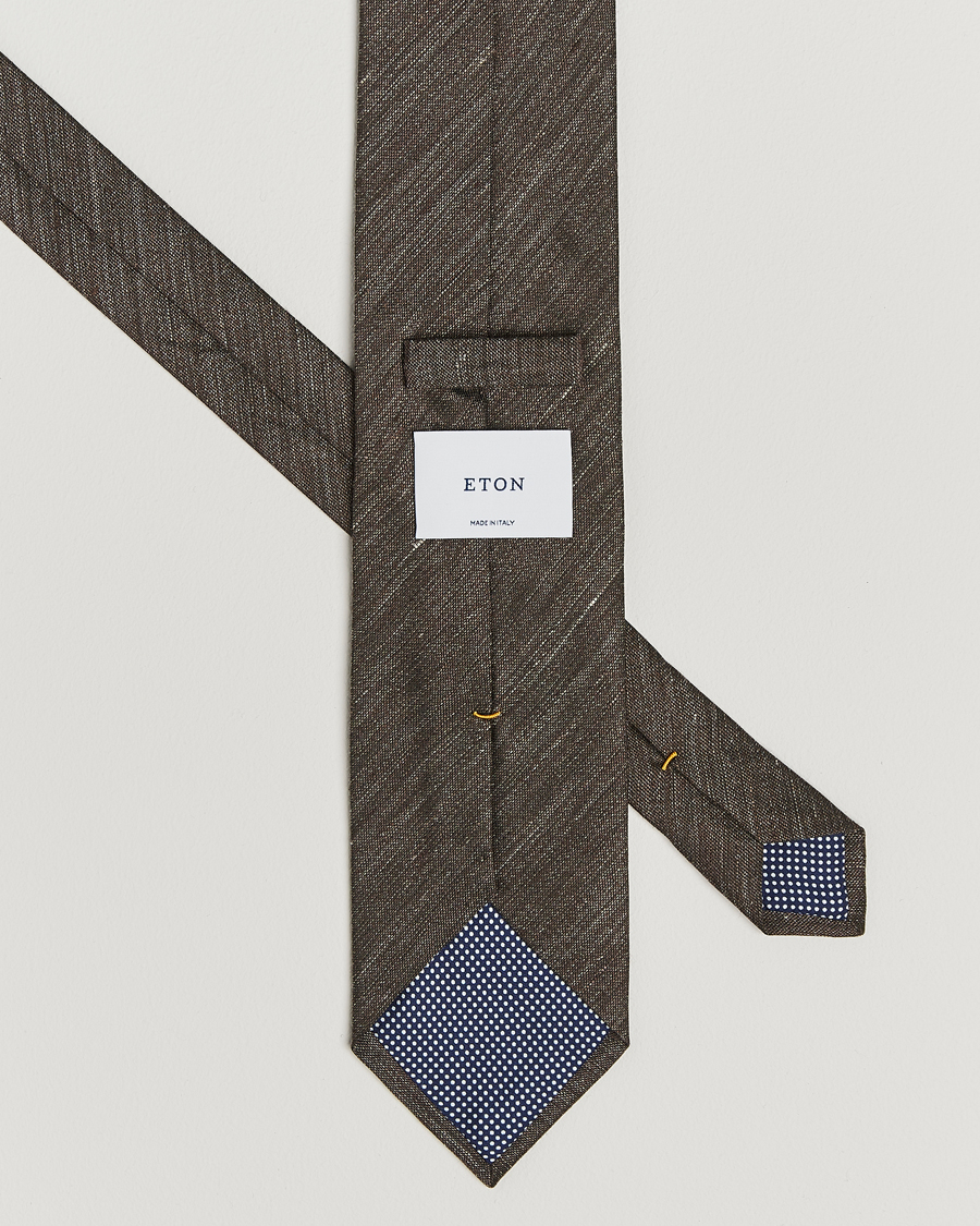 Herren | Eton Silk/Linen Tie Brown | Eton | Silk/Linen Tie Brown