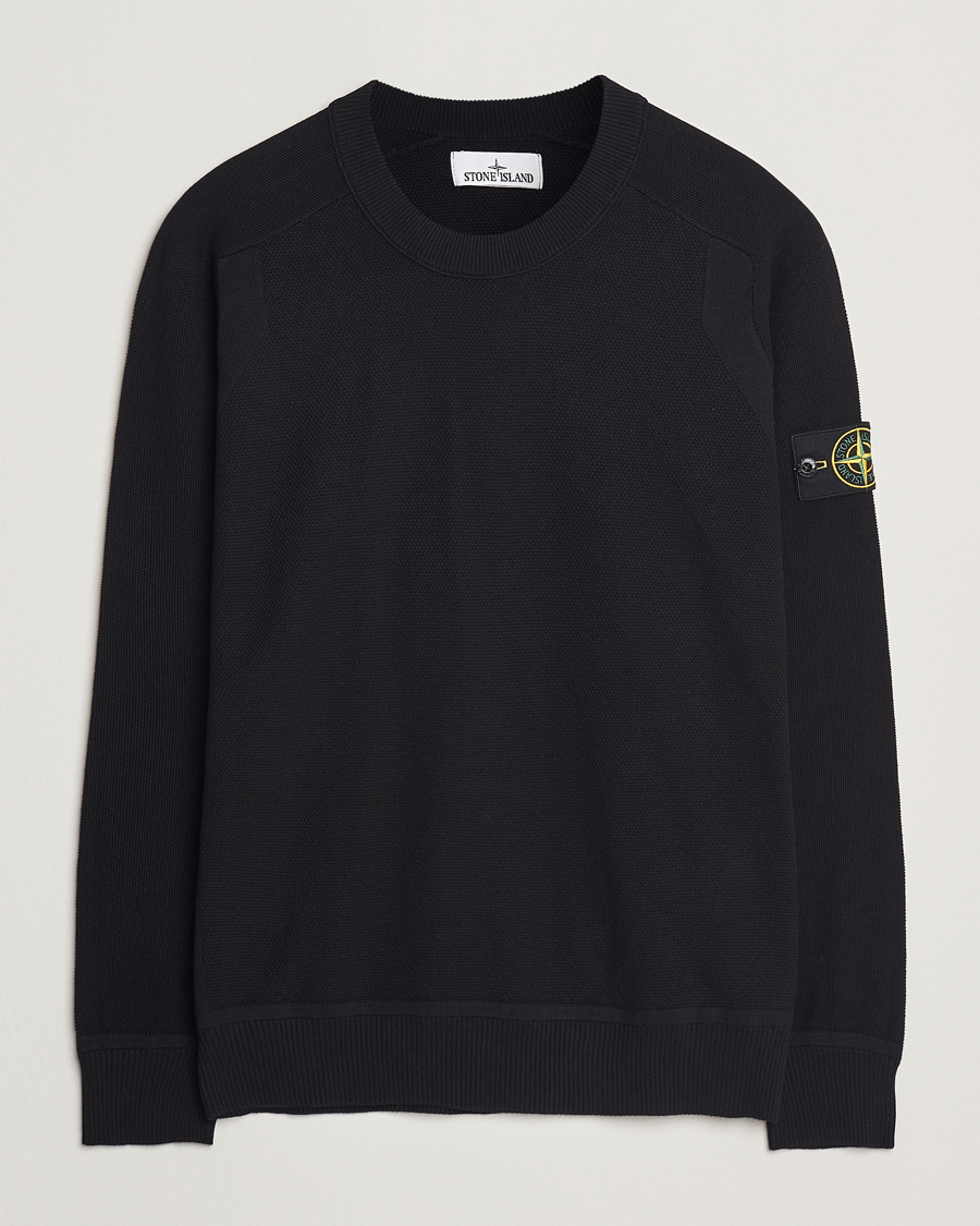 Herren | Pullover | Stone Island | Micro Stitch Organic Cotton Crew Black