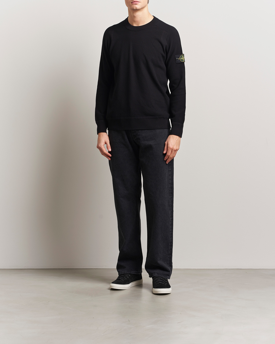 Herren | Pullover | Stone Island | Micro Stitch Organic Cotton Crew Black