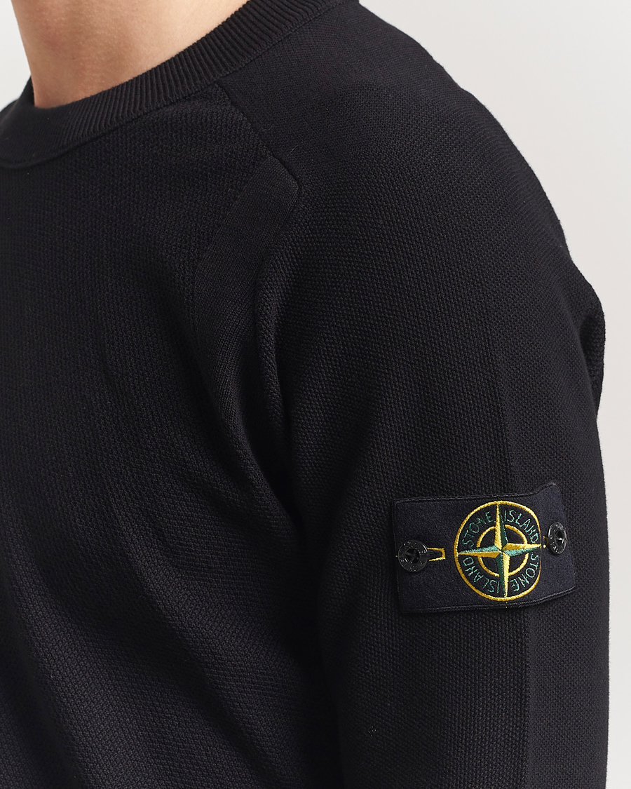 Herren | Pullover | Stone Island | Micro Stitch Organic Cotton Crew Black
