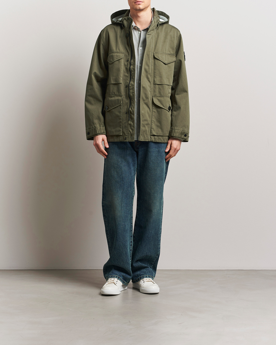 Herren | Jacken | Stone Island | Raso Gommato 3L Cotton Hooded Field Jacket Military Green