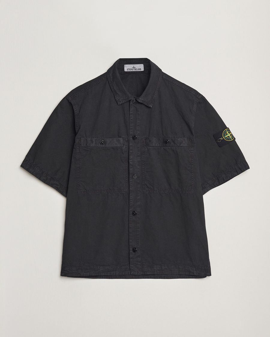 Herren | Hemden | Stone Island | Cotton Canvas Old Effect Short Sleeve Shirt Black