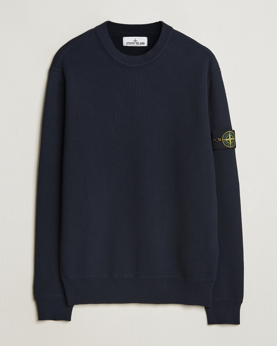 Herren | Pullover | Stone Island | Ribbed Soft Organic Cotton Crewneck Navy Blue