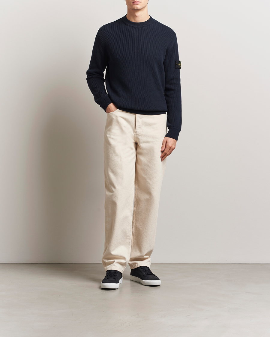 Herren | Pullover | Stone Island | Ribbed Soft Organic Cotton Crewneck Navy Blue