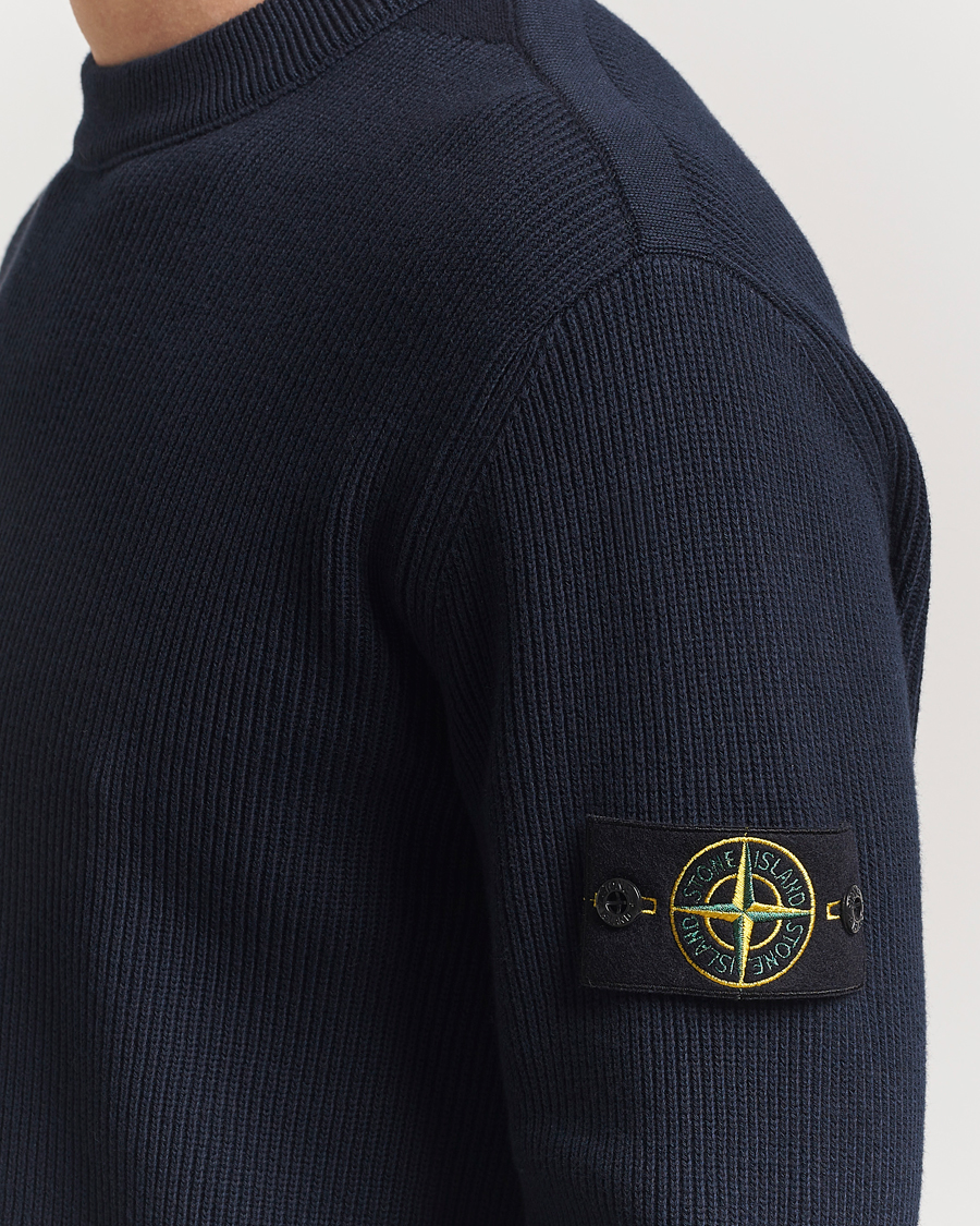 Herren | Pullover | Stone Island | Ribbed Soft Organic Cotton Crewneck Navy Blue