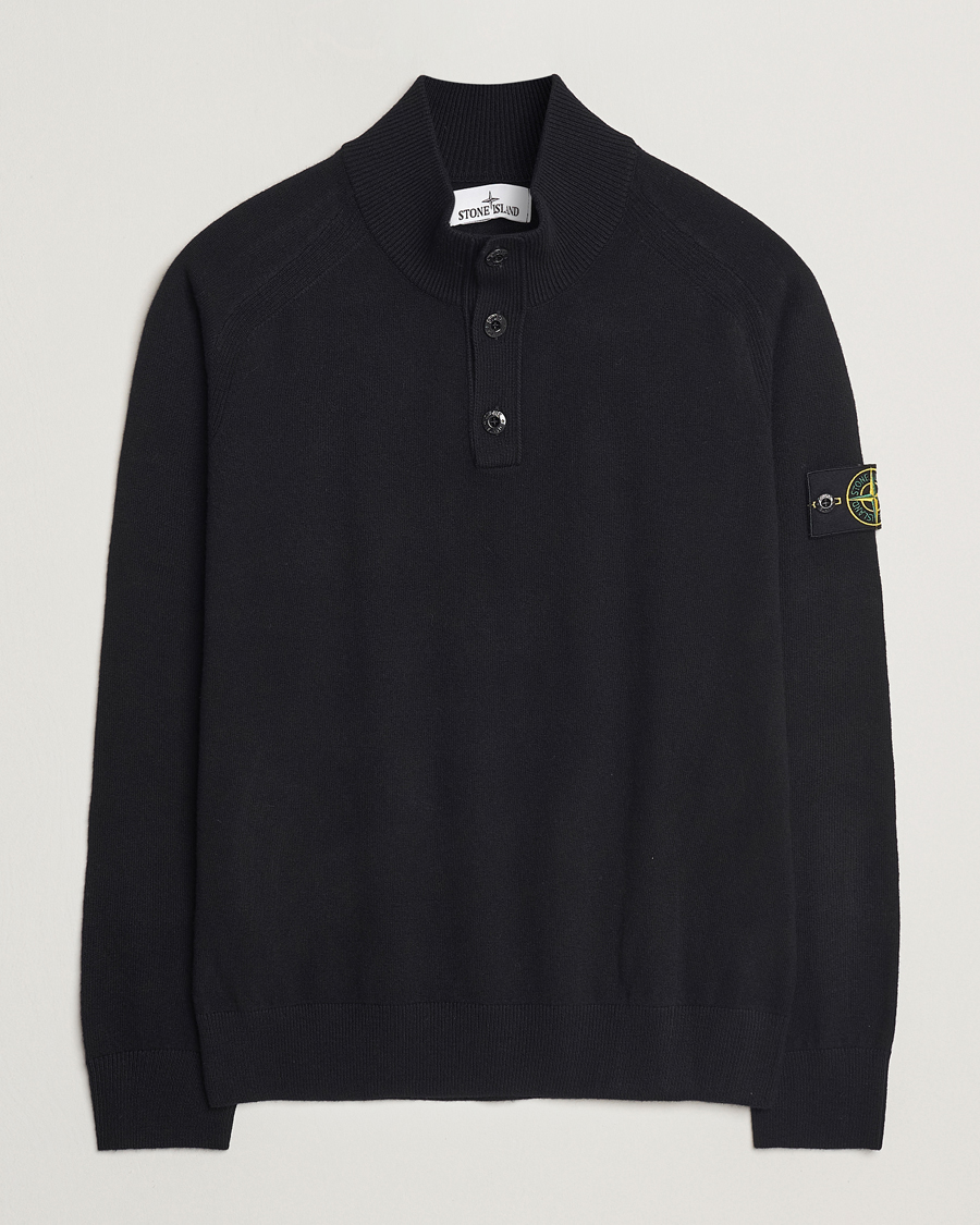 Herren | Pullover | Stone Island | Knitted Geelong Wool Half Button Zip Black