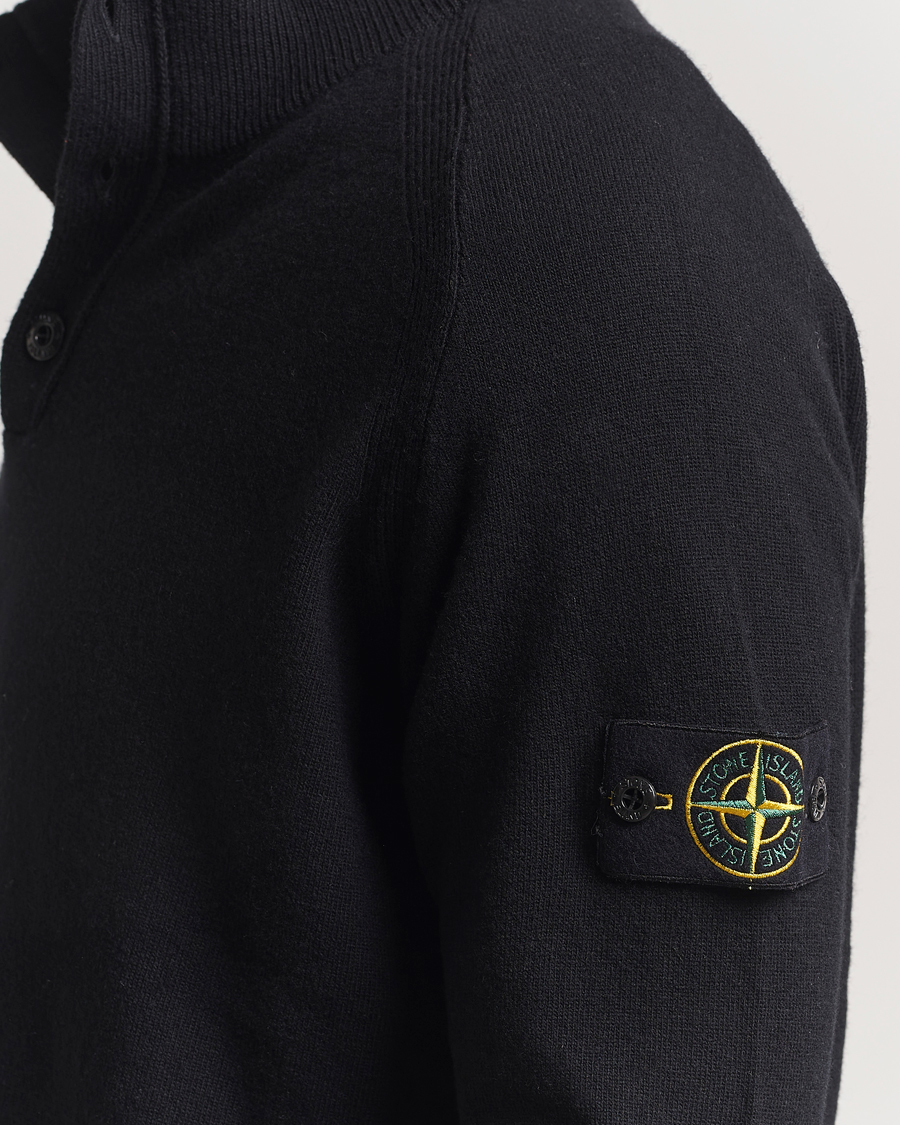 Herren | Pullover | Stone Island | Knitted Geelong Wool Half Button Zip Black