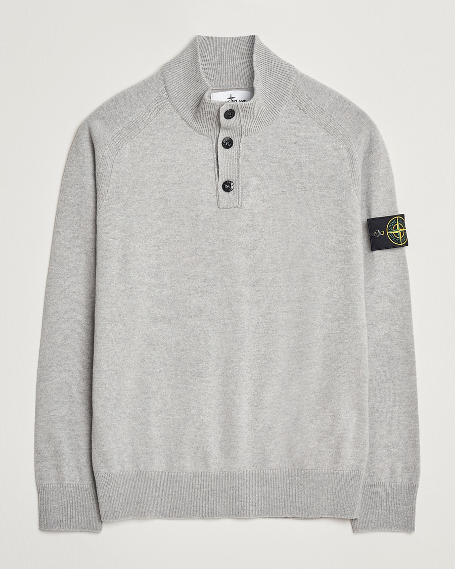 Herren | Pullover | Stone Island | Knitted Geelong Wool Half Button Zip Melange Grey
