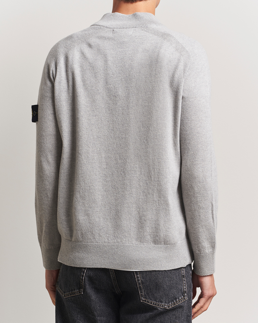 Herren | Pullover | Stone Island | Knitted Geelong Wool Half Button Zip Melange Grey