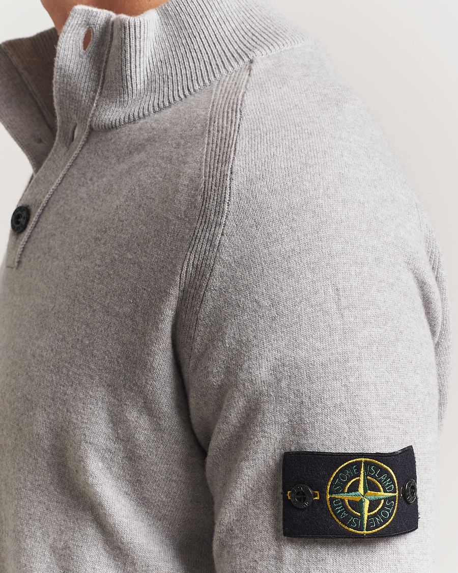 Herren | Pullover | Stone Island | Knitted Geelong Wool Half Button Zip Melange Grey