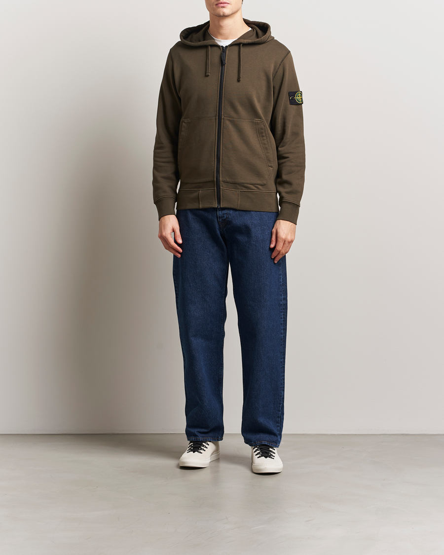 Herren | Pullover | Stone Island | Garment Dyed Fleece Full Zip Hood Military Green
