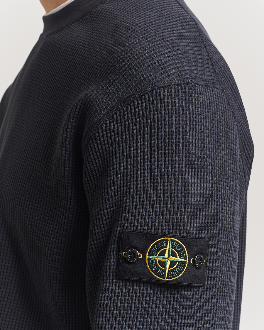 Herren | Pullover | Stone Island | Organic Cotton Waffle Fleece Sweatshirt Navy Blue
