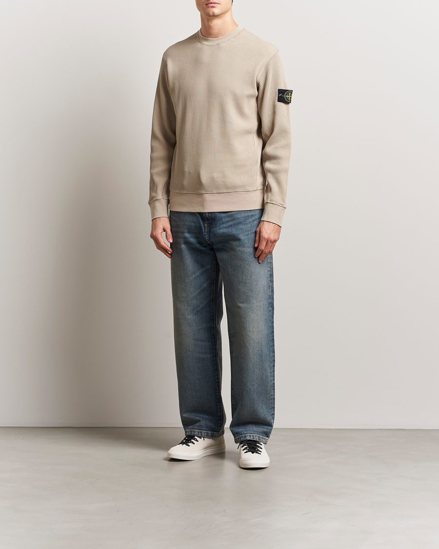 Herren | Pullover | Stone Island | Organic Cotton Waffle Fleece Sweatshirt Desert