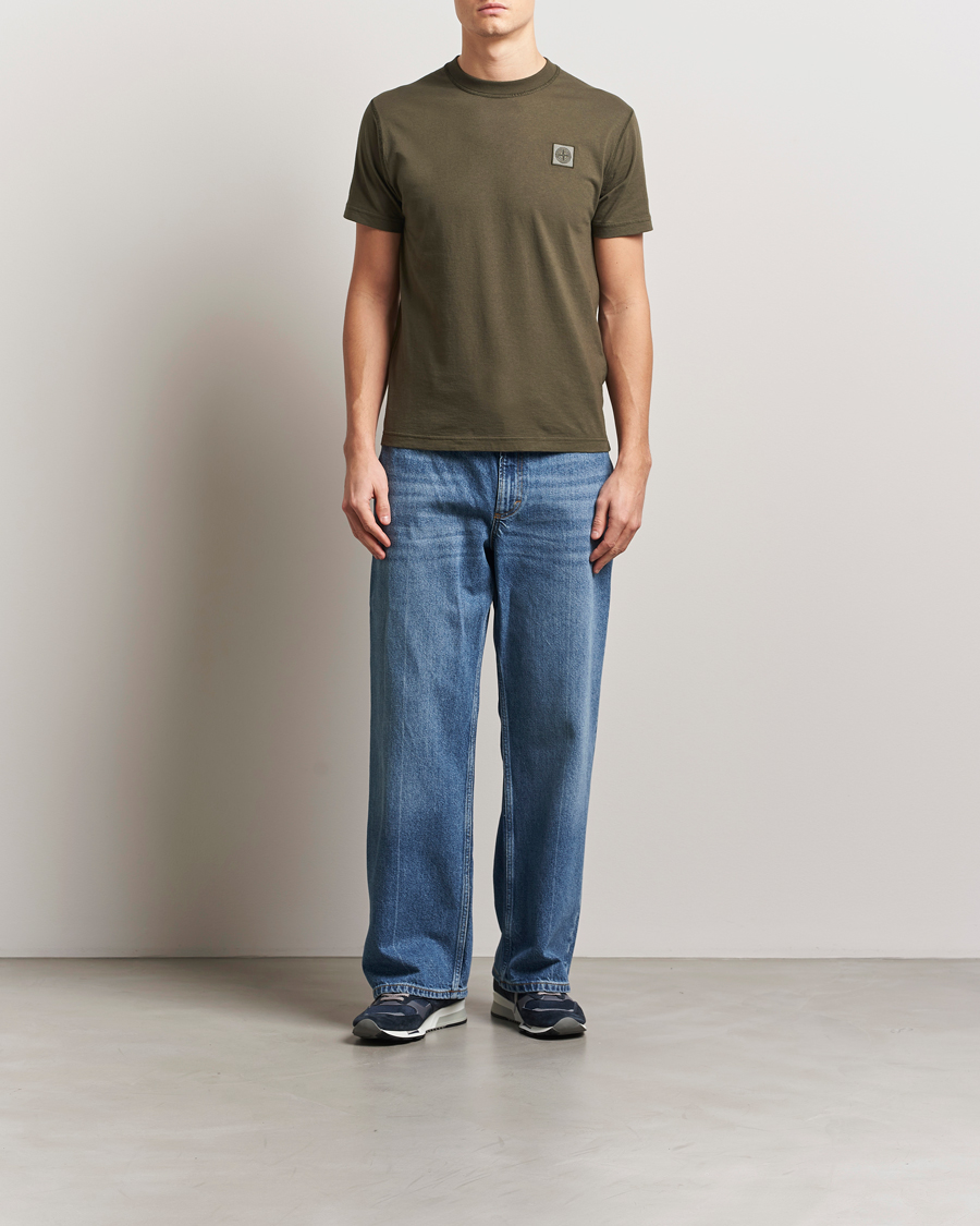 Herren | T-Shirts | Stone Island | Organic Cotton Fissato Effect T-Shirt Military Green