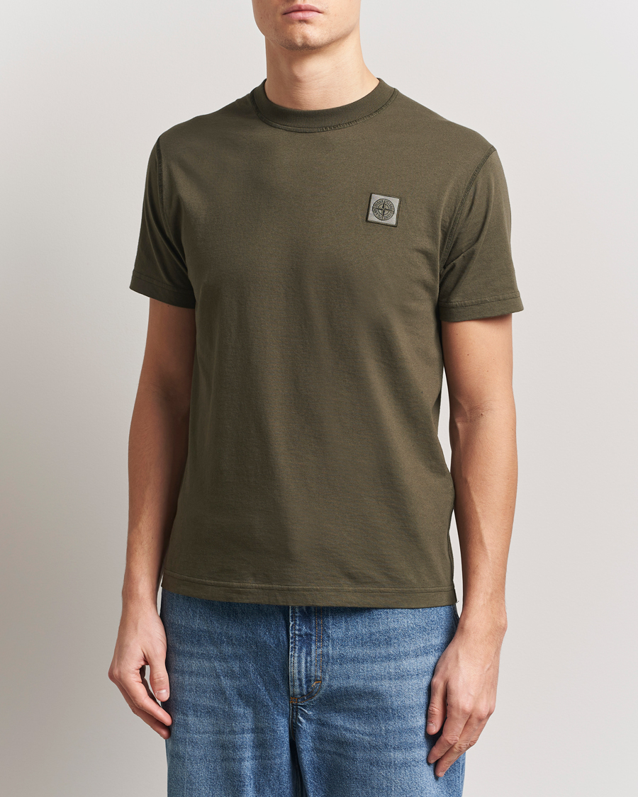 Herren | T-Shirts | Stone Island | Organic Cotton Fissato Effect T-Shirt Military Green