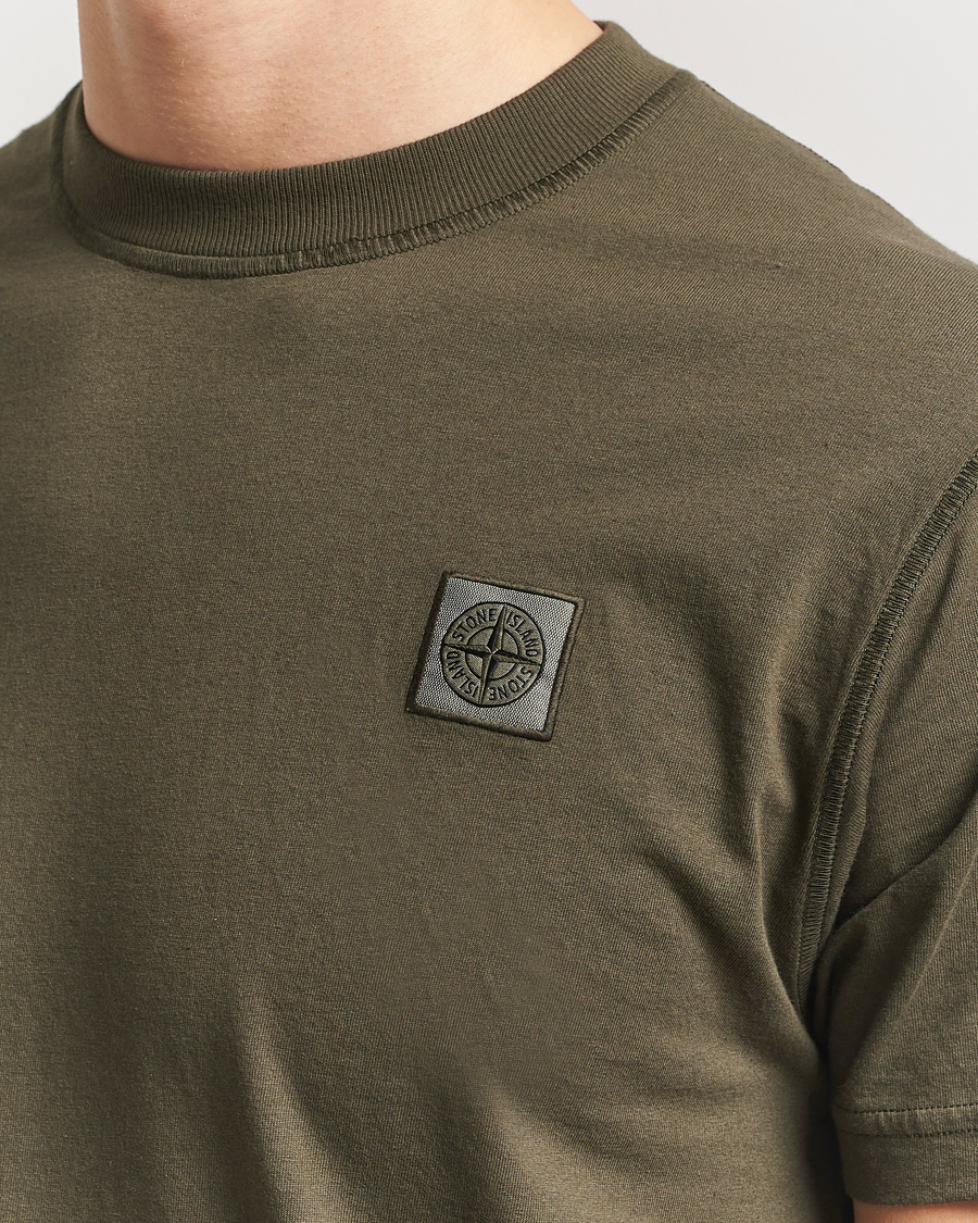 Herren | T-Shirts | Stone Island | Organic Cotton Fissato Effect T-Shirt Military Green