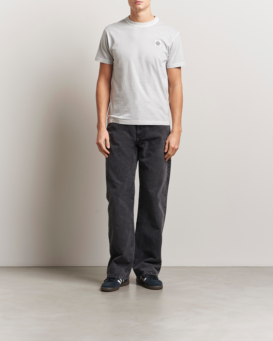 Herren | T-Shirts | Stone Island | Organic Cotton Fissato Effect T-Shirt Pearl Grey