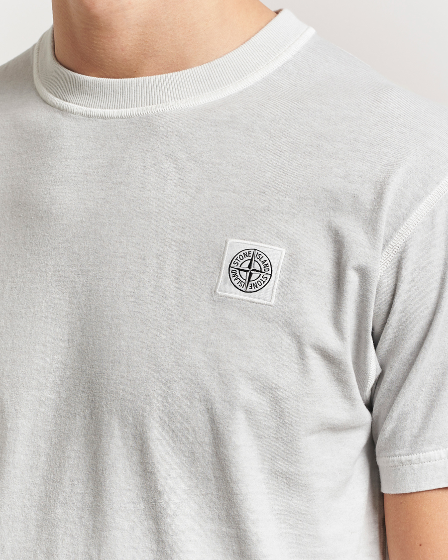 Herren | T-Shirts | Stone Island | Organic Cotton Fissato Effect T-Shirt Pearl Grey