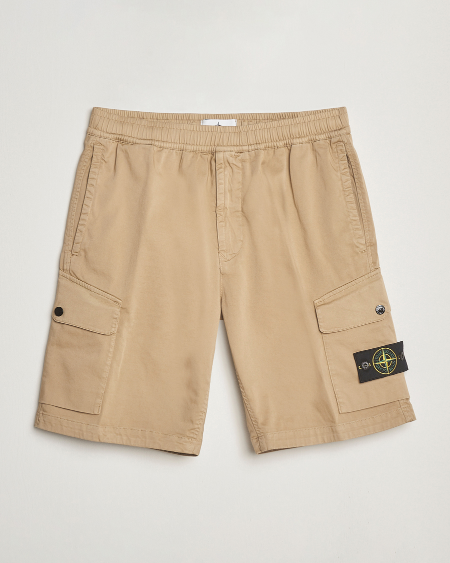 Herren | Shorts | Stone Island | Organic Cotton Stretch Satin Drawstring Shorts Biscuit