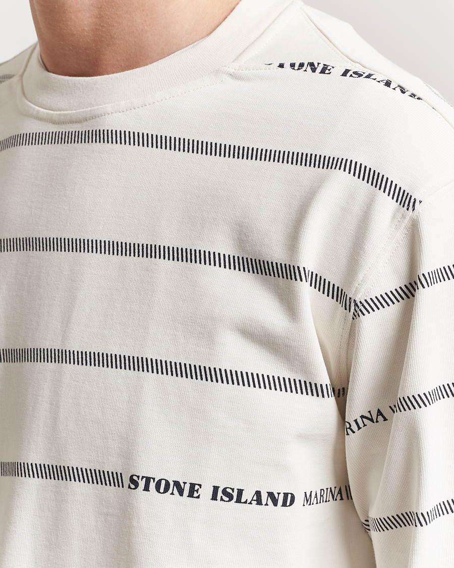 Herren | Pullover | Stone Island | Marina Striped Cotton Sweatshirt Ivory