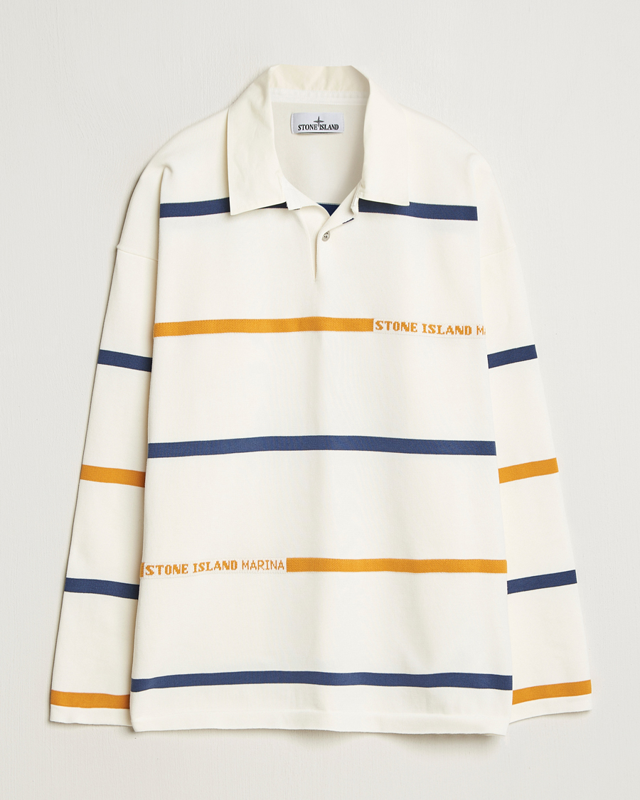 Herren | Pullover | Stone Island | Marina Striped Cotton Rugby Ivory