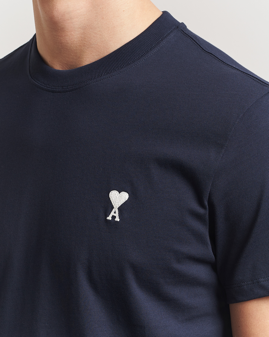 Herren | T-Shirts | AMI | Off White Heart Logo T-Shirt Night Blue