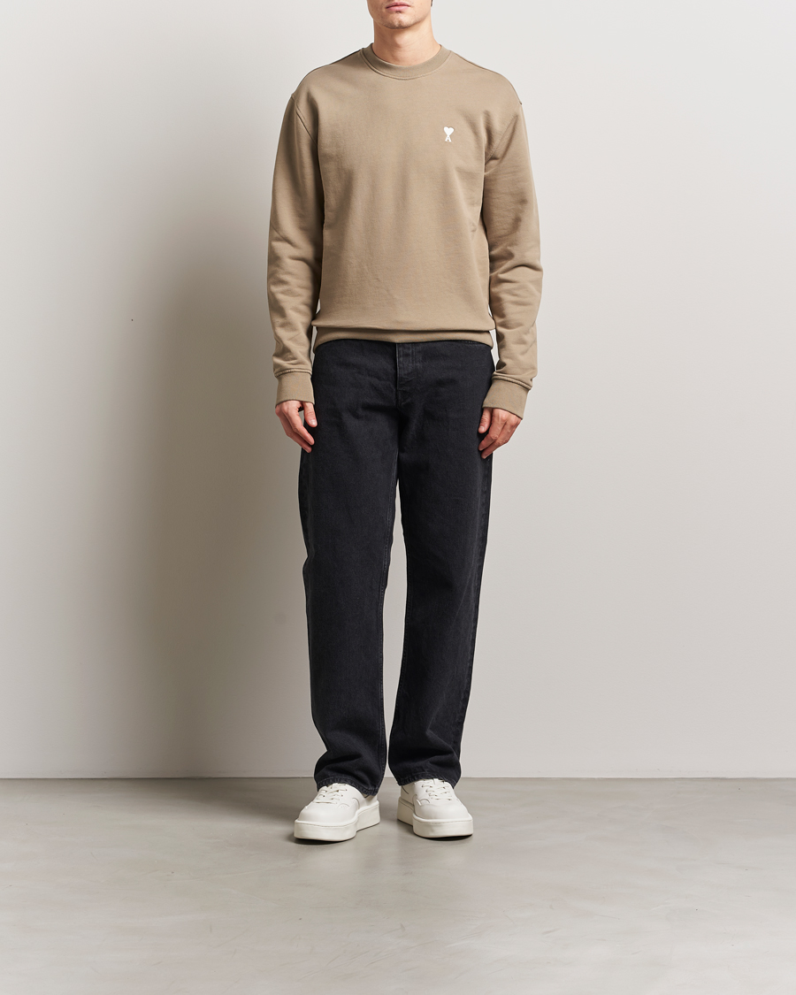 Herren | Pullover | AMI | Off White Heart Logo Sweatshirt Beige