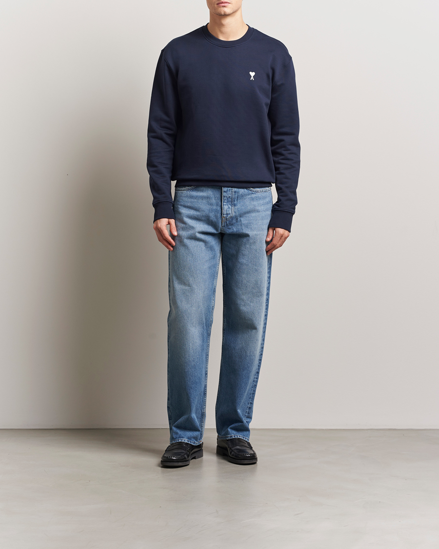 Herren | Pullover | AMI | Off White Heart Logo Sweatshirt Night Blue