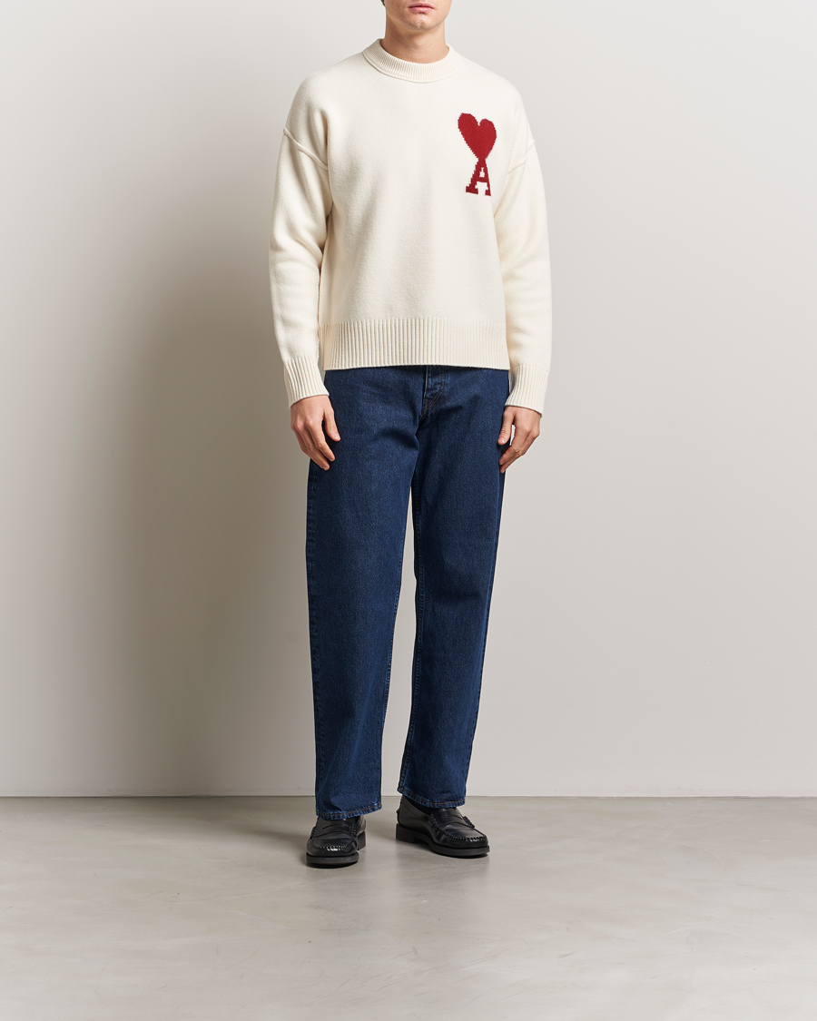Herren | Pullover | AMI | Big Heart Wool Sweater Off White